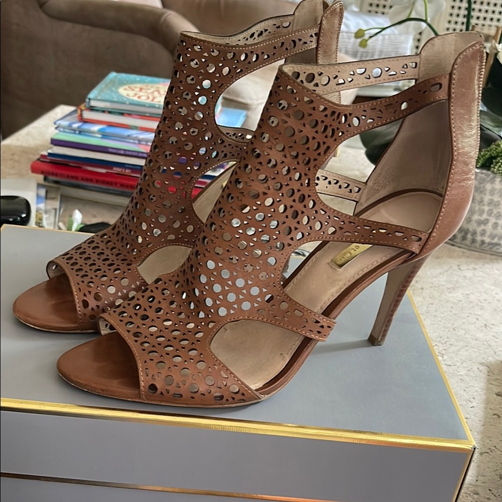 Louise et Cie Brown Cutout High Heel Sandals